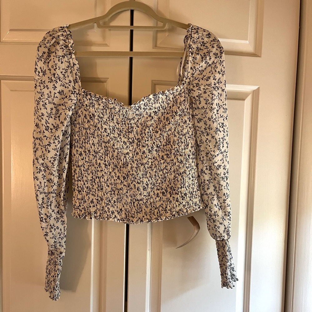 Reformation Pinto Ruched Floral Top, XS, NWT